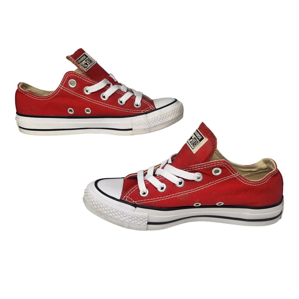 Converse All Star Shoes Womens 6 Red White Solid Low Top Comfy Sneakers Low Top - Picture 2 of 11